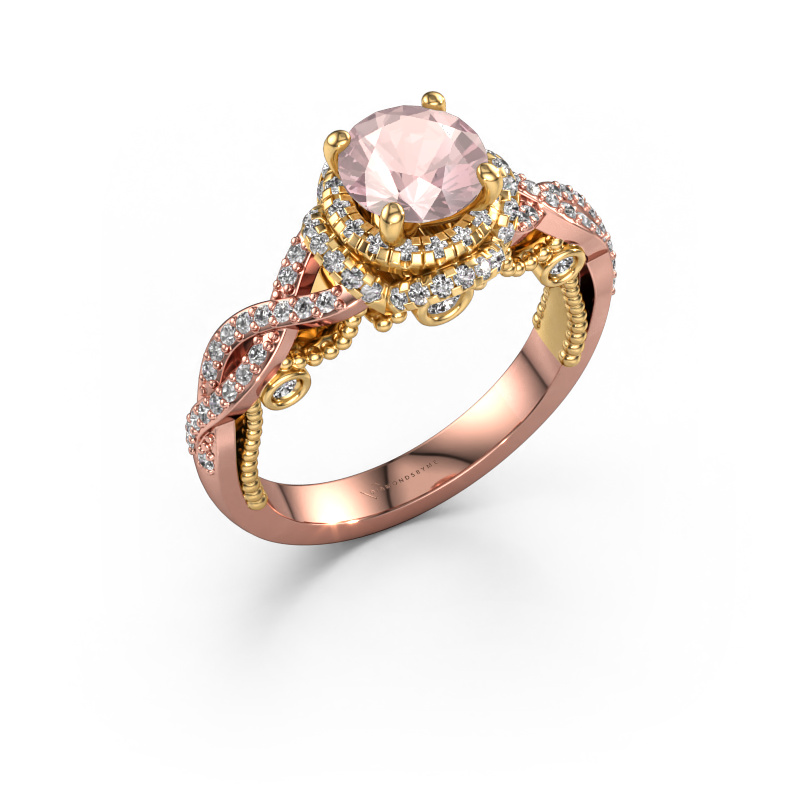 Image of Engagement ring Leora 585 rose gold Morganite champagne 6.5 mm