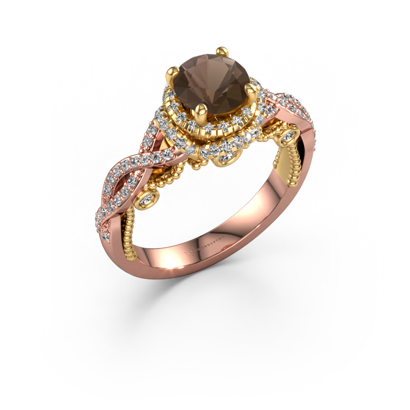 Image of Engagement ring Leora 585 rose gold Smokey quartz 6.5 mm