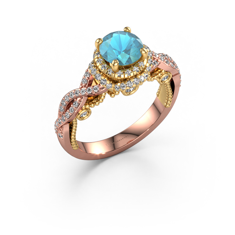 Bild von Verlobungsring Leora 585 Roségold Blau Topas 6.5 mm