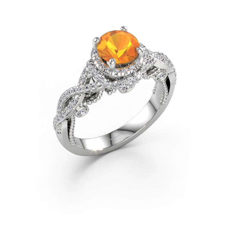 Image de Bague de fiançailles Leora 585 or blanc Citrine 6.5 mm