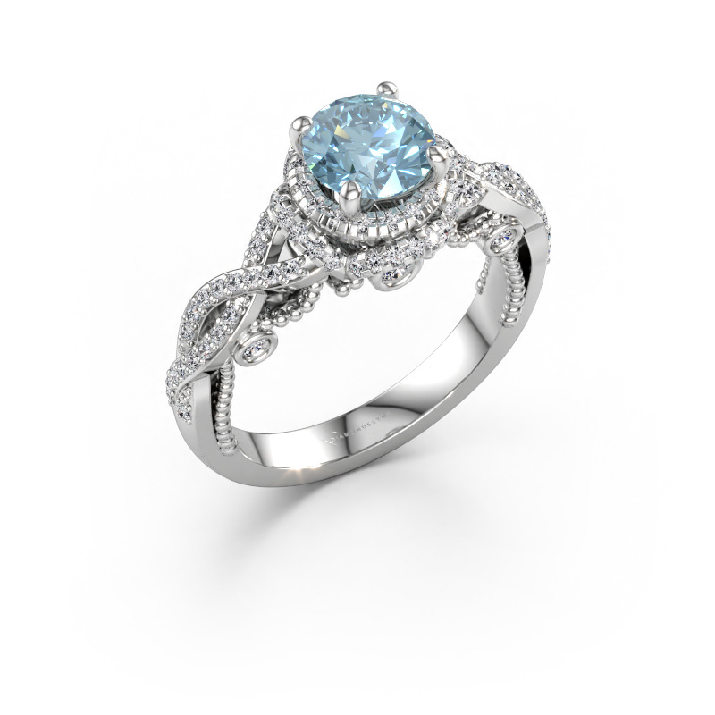 Immagine di Anello di fidanzamento Leora 585 oro bianco Diamante lab grown blu 6.5 mm