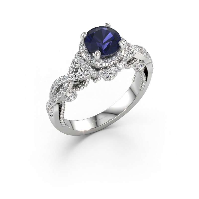 Immagine di Anello di fidanzamento Leora 585 oro bianco Zaffiro 6.5 mm