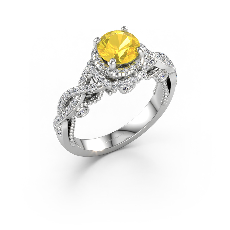 Immagine di Anello di fidanzamento Leora 585 oro bianco Zaffiro giallo 6.5 mm