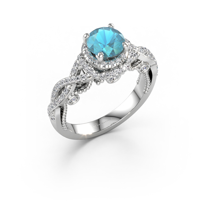 Immagine di Anello di fidanzamento Leora 585 oro bianco Topazio blu 6.5 mm