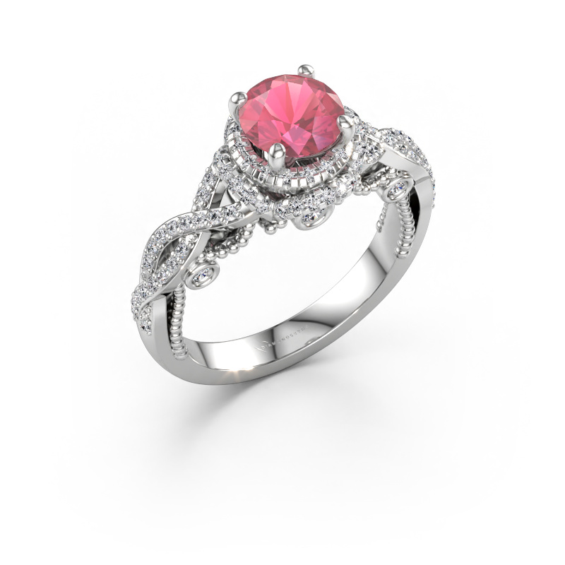 Immagine di Anello di fidanzamento Leora 585 oro bianco Tormalina rosa 6.5 mm