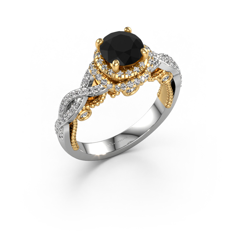 Image of Engagement ring Leora 585 white gold Black diamond 1.768 crt