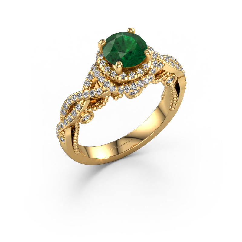 Image of Engagement ring Leora 585 gold Emerald 6.5 mm
