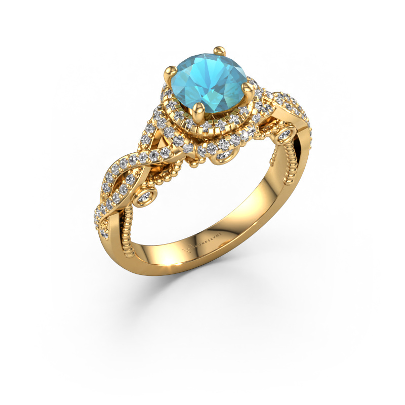 Image of Engagement ring Leora 585 gold Blue topaz 6.5 mm