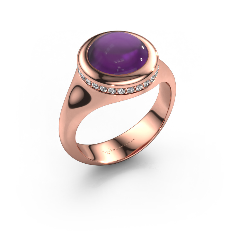 Image de Bague Lesli RND 585 or rose Améthyste 10 mm