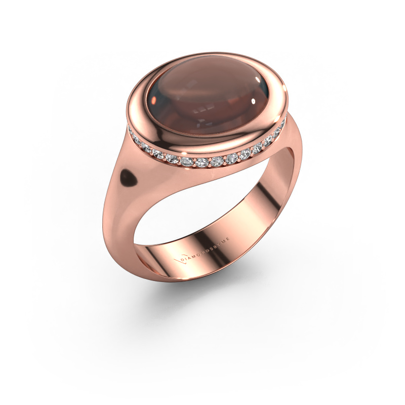 Afbeelding van Ring Lesli OVL 585 rosé goud Rookkwarts 12x10 mm