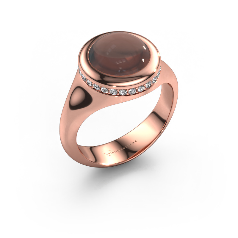 Image of Ring Lesli RND 585 rose gold Smokey quartz 10 mm