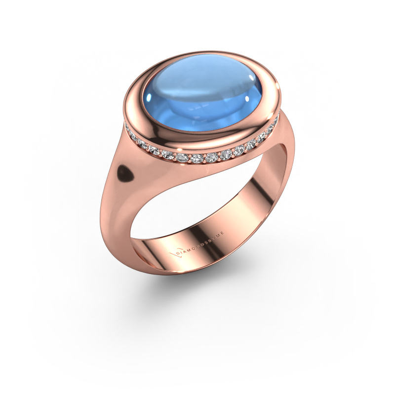 Image de Bague Lesli OVL 585 or rose Topaze bleue 12x10 mm