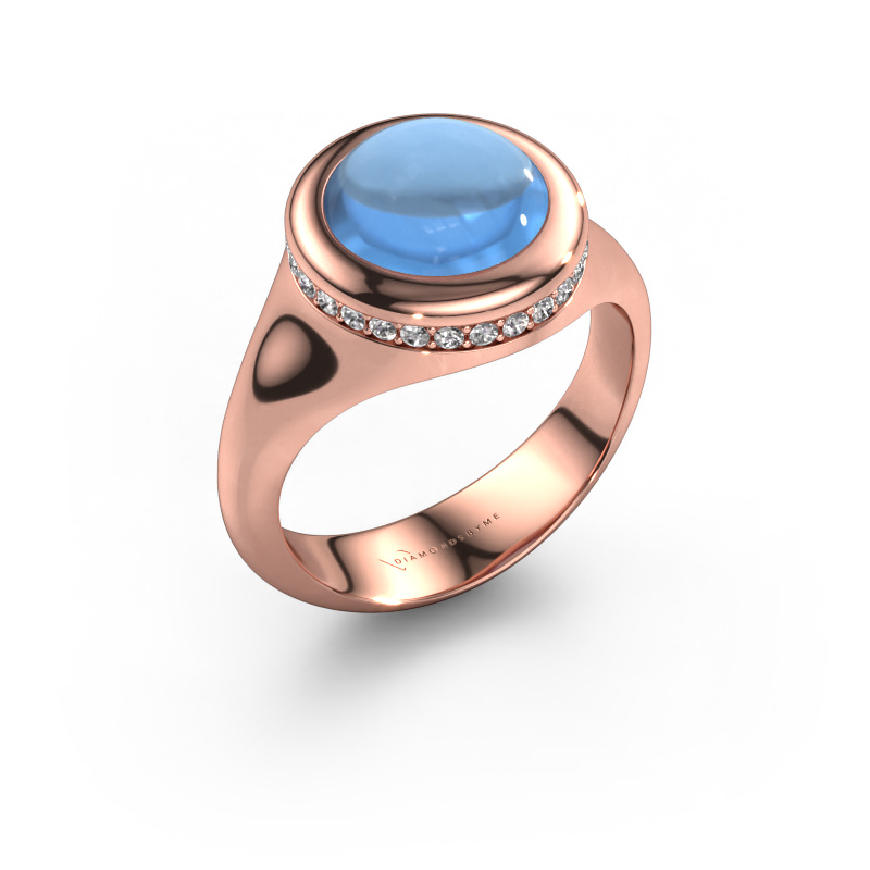 Bild von Ring Lesli RND 585 Roségold Blau Topas 10 mm