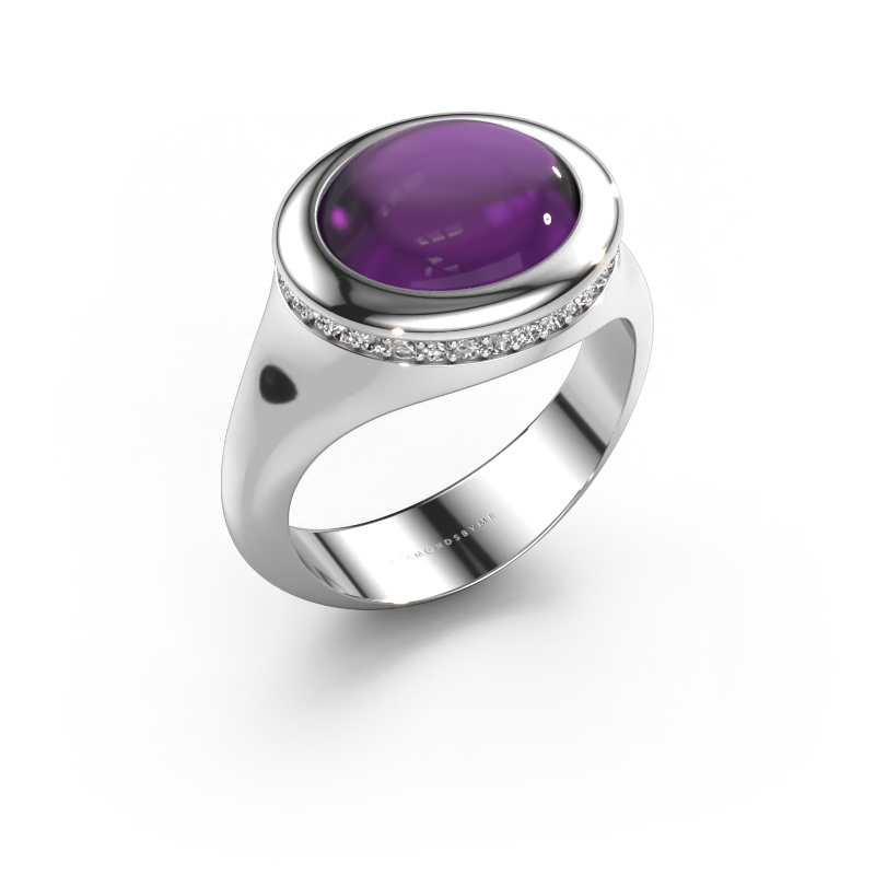 Image of Ring Lesli OVL 585 white gold Amethyst 12x10 mm
