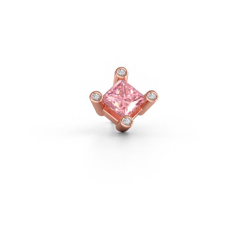 Bild von Männer Ohrstecker Lev SQR 585 Roségold Rosa Labordiamant 6 mm