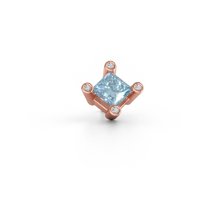 Bild von Männer Ohrstecker Lev SQR 585 Roségold Blauer Labordiamant 6 mm
