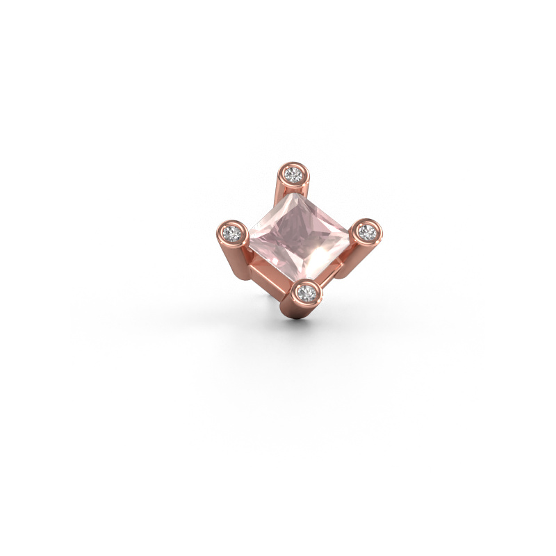 Image of Men's earring Lev SQR 585 rose gold Morganite champagne 6 mm