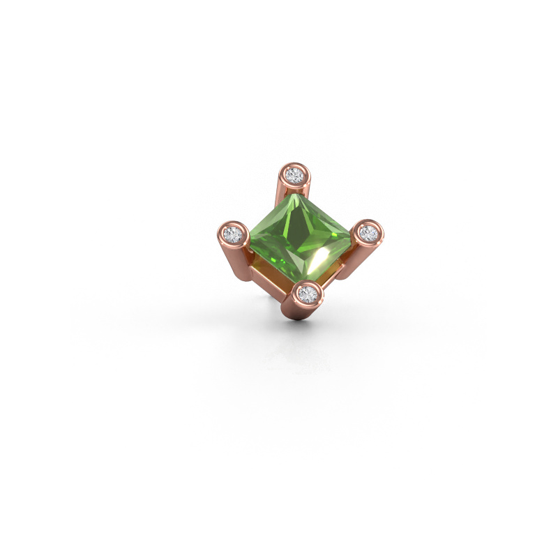 Image of Men's earring Lev SQR 585 rose gold Tourmaline green 6 mm