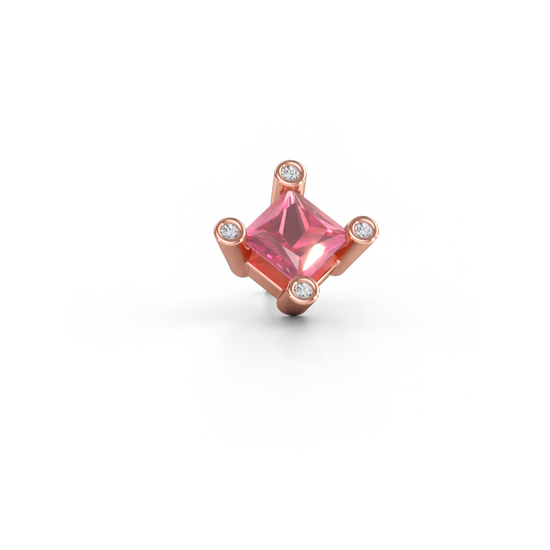 Bild von Männer Ohrstecker Lev SQR 585 Roségold Turmalin rosa 6 mm