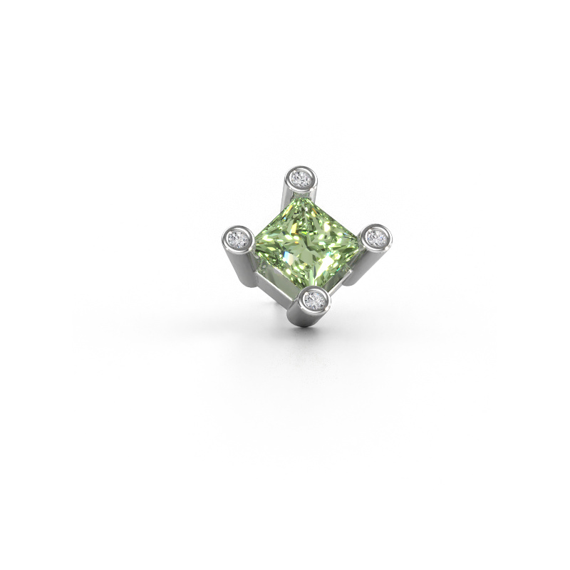 Image de Boucle d'oreille homme Lev SQR 585 or blanc Diamants synthétiques vert 6 mm
