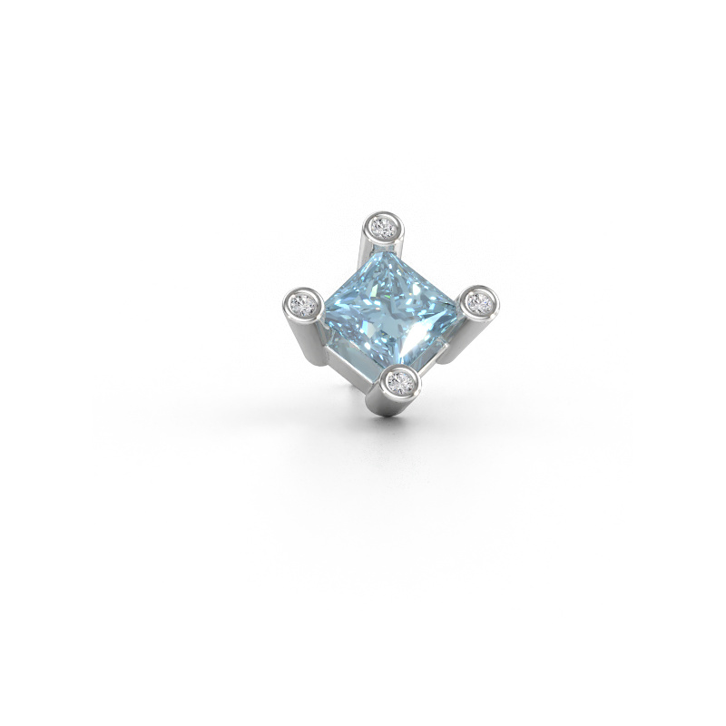 Afbeelding van Heren oorbel Lev SQR 950 platina Blauwe lab grown diamant 6 mm