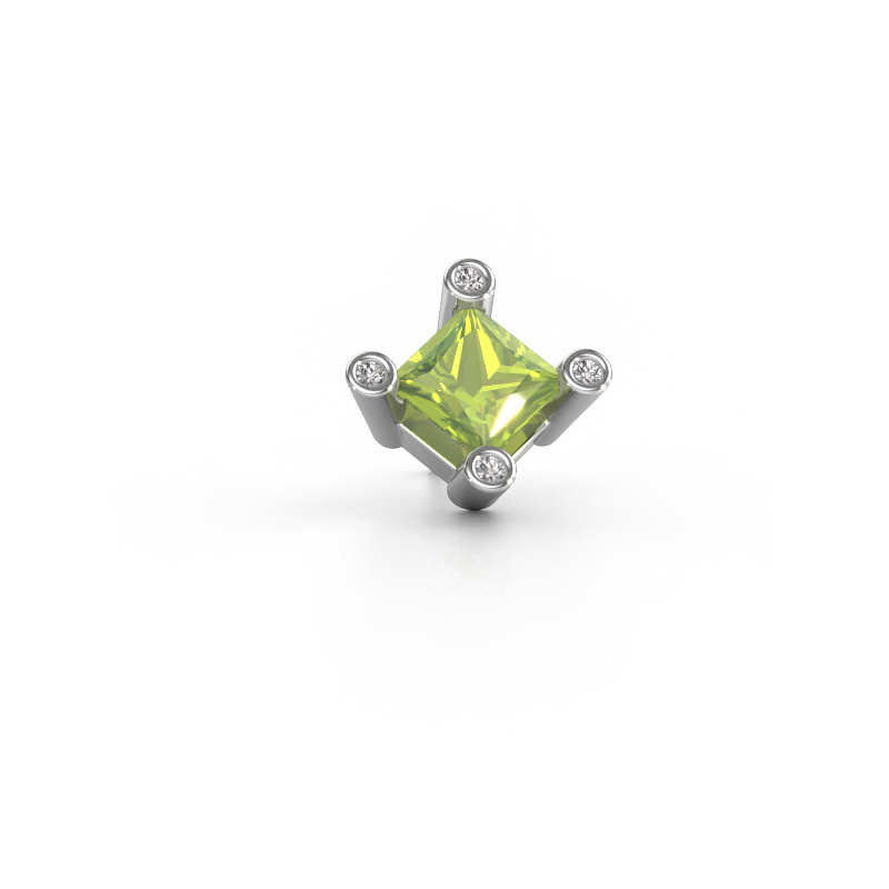 Bild von Männer Ohrstecker Lev SQR 585 Weißgold Peridot 6 mm