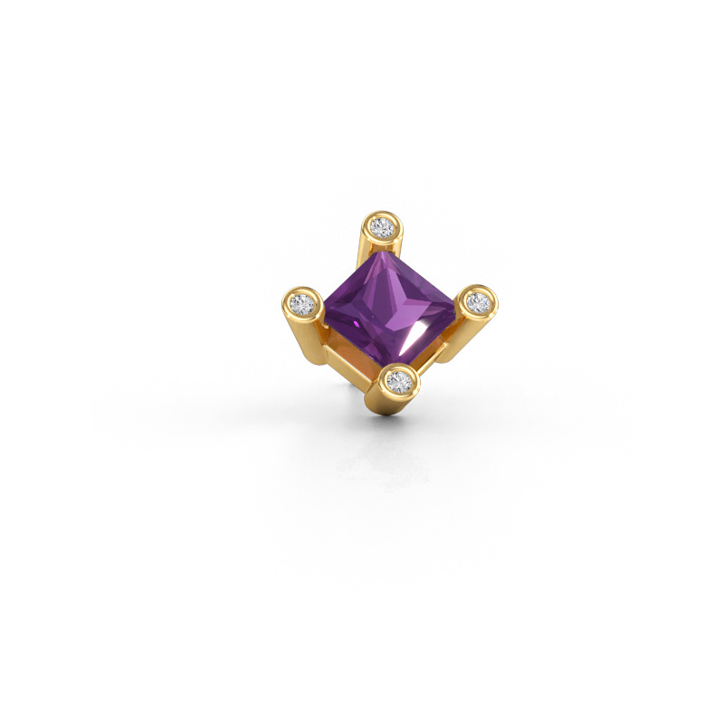 Afbeelding van Heren oorbel Lev SQR 585 goud Amethist 6 mm
