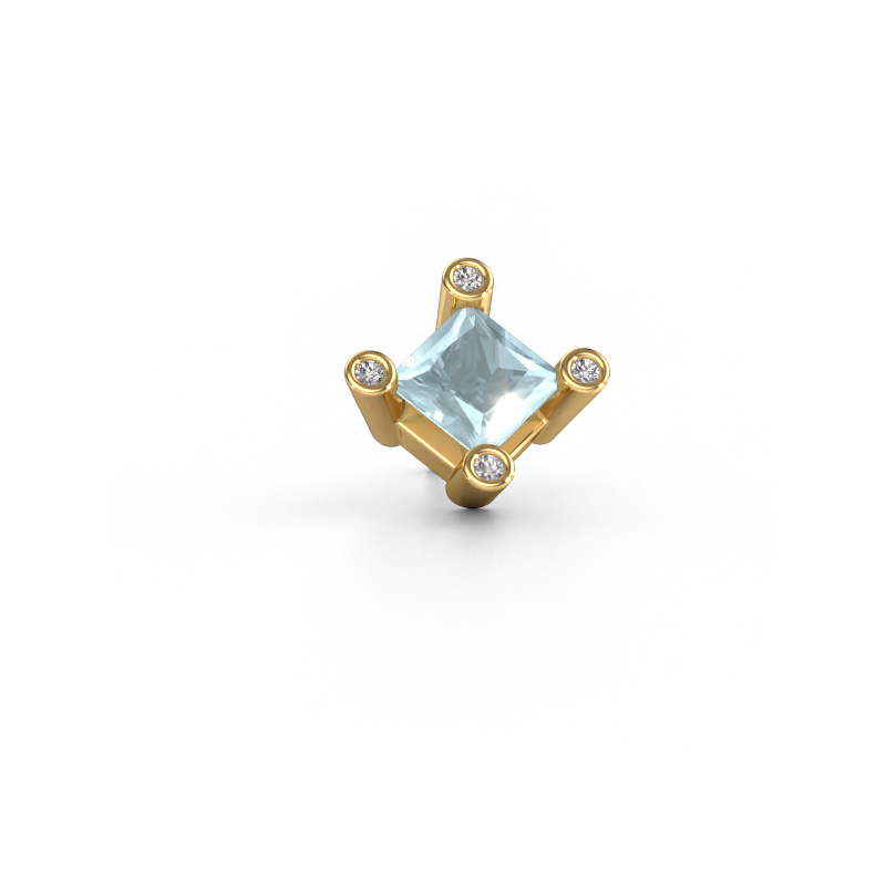 Image of Men's earring Lev SQR 585 gold Aquamarine 6 mm