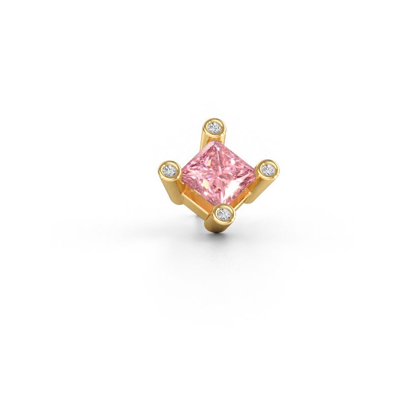 Afbeelding van Heren oorbel Lev SQR 585 goud Roze lab grown diamant 6 mm