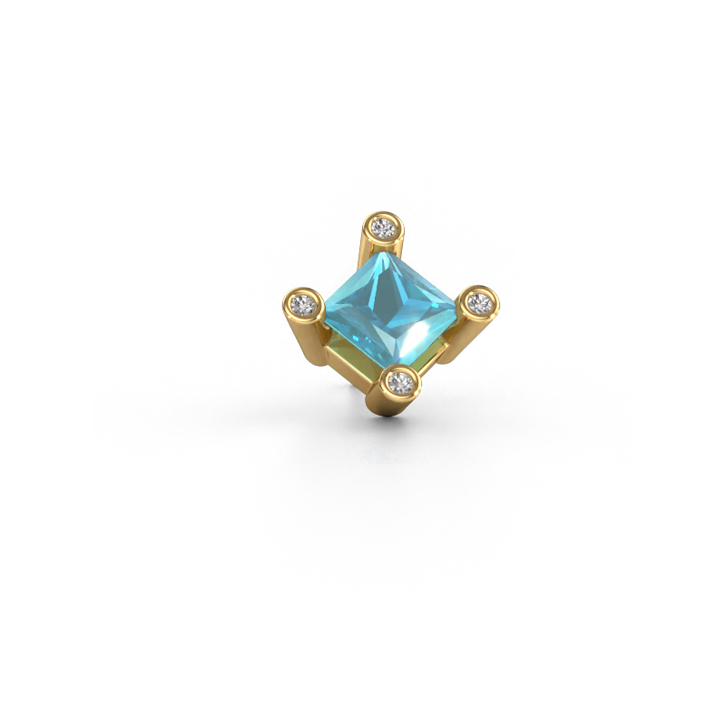 Image of Men's earring Lev SQR 585 gold Blue topaz 6 mm