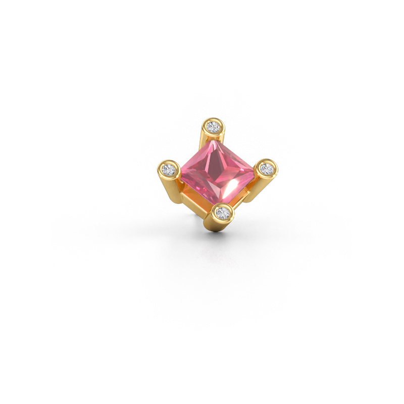 Afbeelding van Heren oorbel Lev SQR 585 goud Toermalijn pink 6 mm