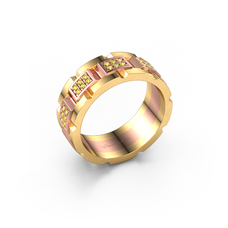 Image of Men's ring Ricardo 3 585 rose gold Yellow sapphire 1.2 mm