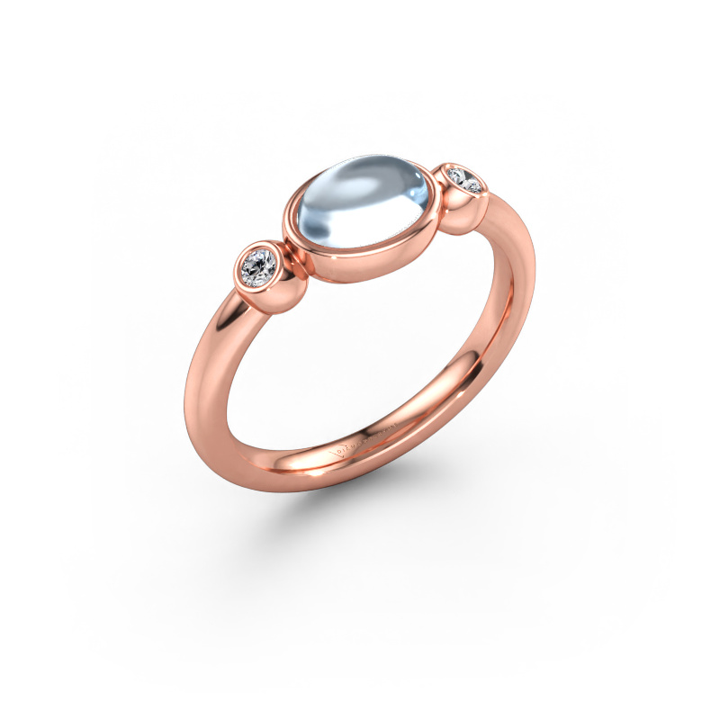 Immagine di Anello Liane 585 oro rosa Acquamarina 7x5 mm
