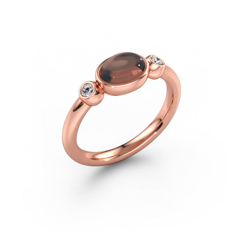 Immagine di Anello Liane 585 oro rosa Quarzo fumé 7x5 mm