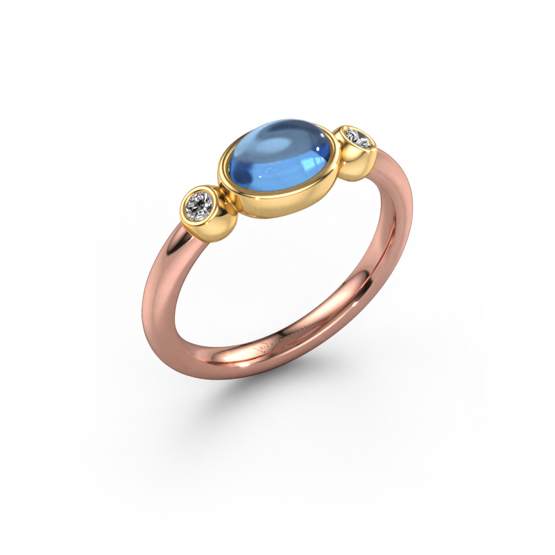 Bild von Ring Liane 585 Roségold Blau Topas 7x5 mm