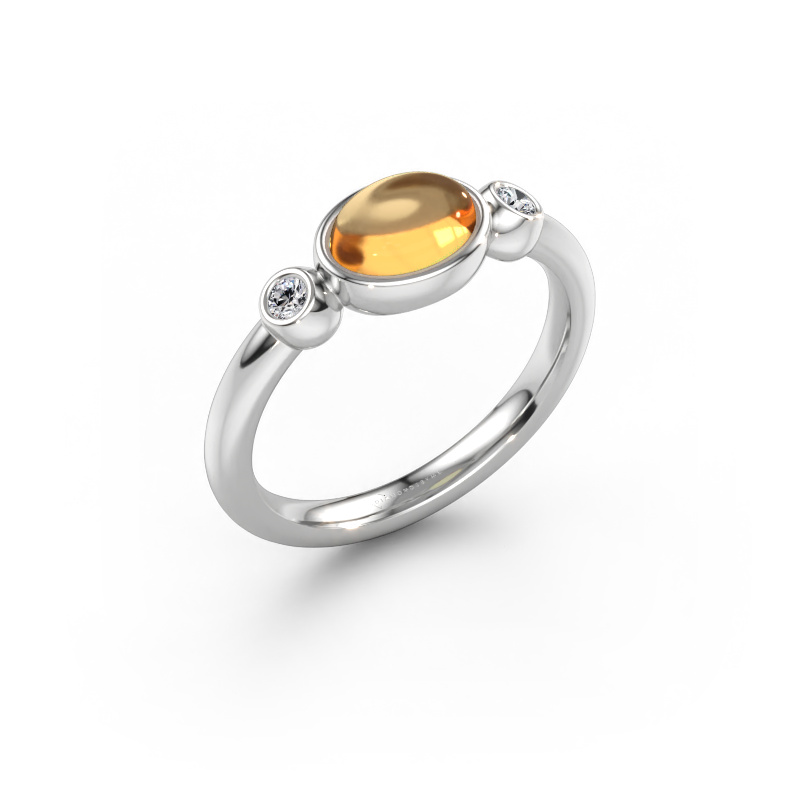 Immagine di Anello Liane 585 oro bianco Citrino 7x5 mm