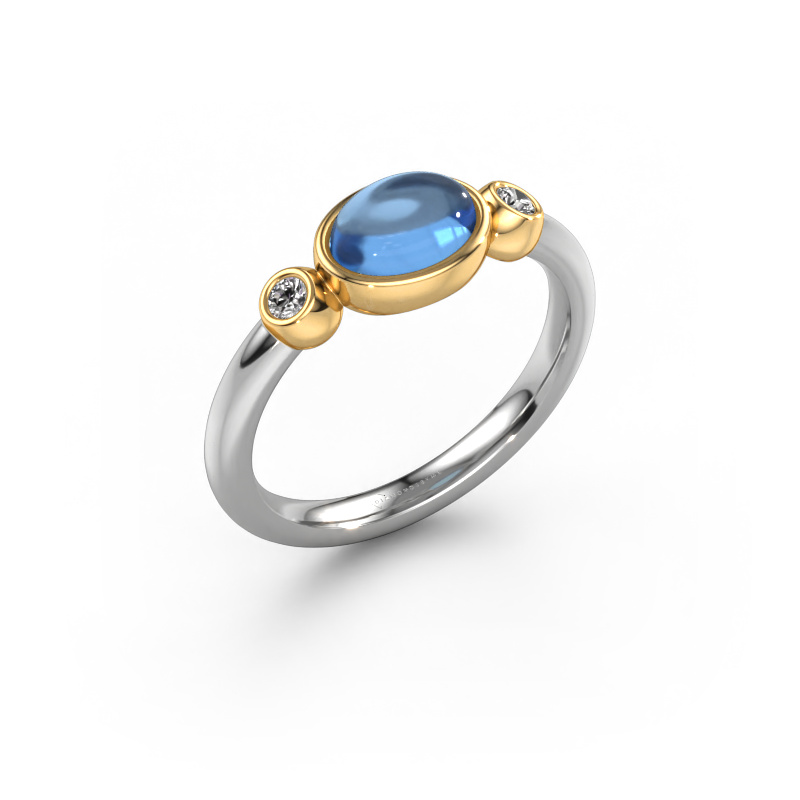 Image of Ring Liane 585 white gold Blue topaz 7x5 mm