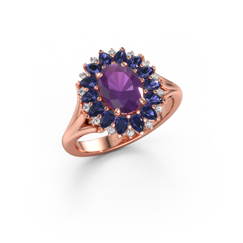 Immagine di Anello di fidanzamento Lidia 585 oro rosa Ametista 8x6 mm