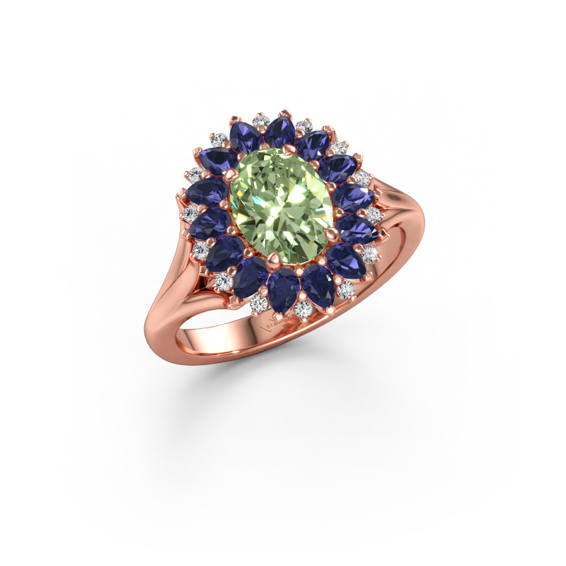 Immagine di Anello di fidanzamento Lidia 585 oro rosa Diamante lab grown verde 8x6 mm
