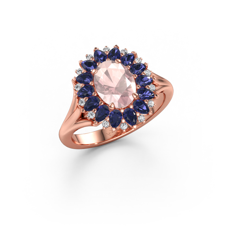 Immagine di Anello di fidanzamento Lidia 585 oro rosa Morganite champagne 8x6 mm