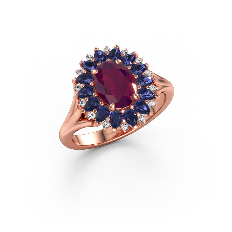 Bild av Förlovningsring Lidia 585 roséguld Rodolit 8x6 mm