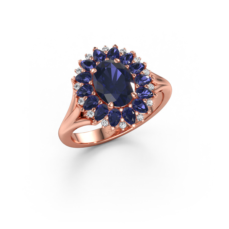 Immagine di Anello di fidanzamento Lidia 585 oro rosa Zaffiro 8x6 mm