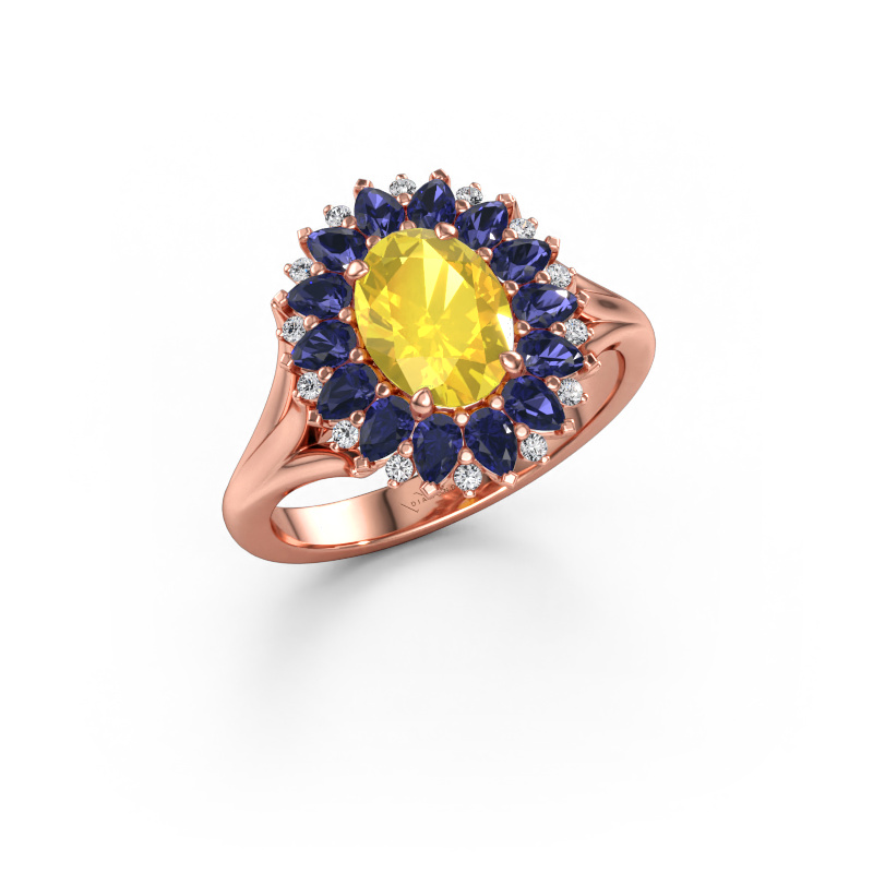 Bild av Förlovningsring Lidia 585 roséguld Gul safir 8x6 mm