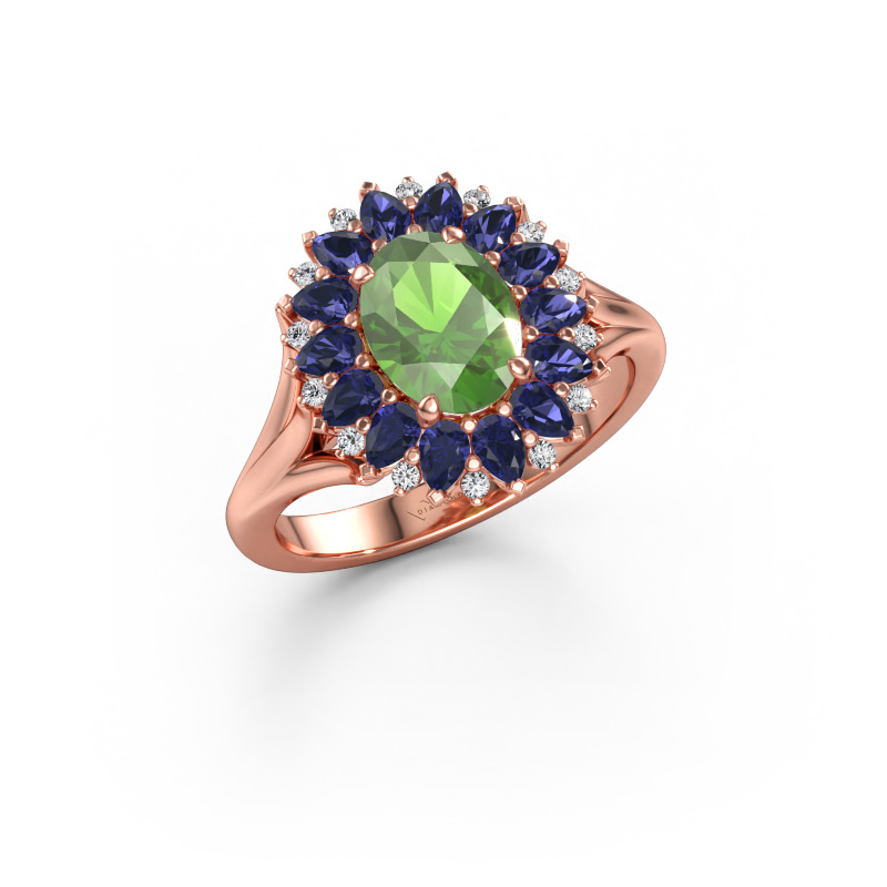 Bild av Förlovningsring Lidia 585 roséguld Grön turmalin 8x6 mm