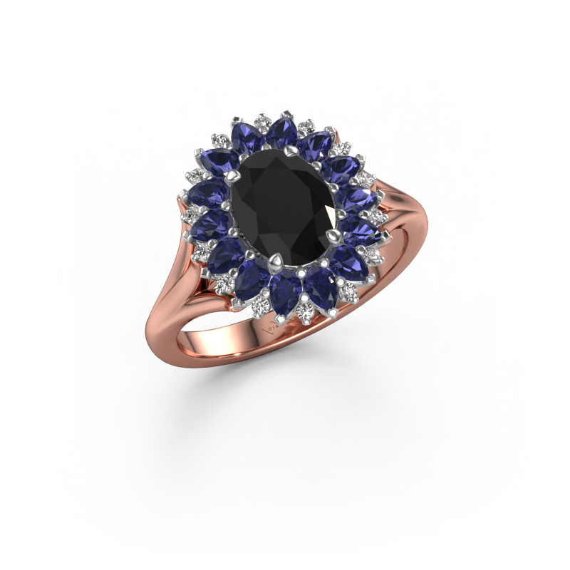Image of Engagement ring Lidia 585 rose gold Black diamond 1.494 crt