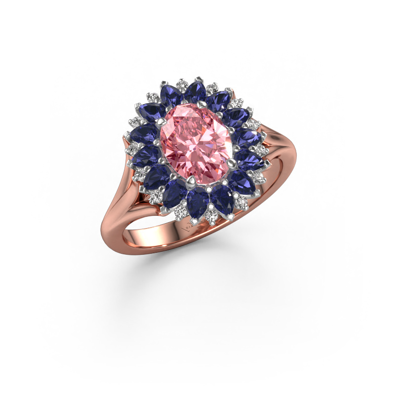 Image of Engagement ring Lidia 585 rose gold Pink lab grown diamond 8x6 mm