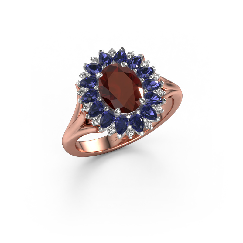 Image of Engagement ring Lidia 585 rose gold Garnet 8x6 mm