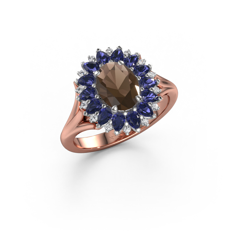 Image de Bague de fiançailles Lidia 585 or rose Quartz fumé 8x6 mm