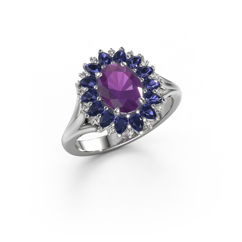 Image of Engagement ring Lidia 585 white gold Amethyst 8x6 mm
