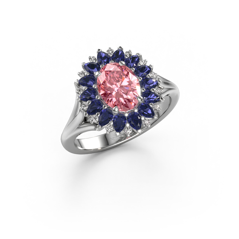 Image of Engagement ring Lidia 585 white gold Pink lab grown diamond 8x6 mm